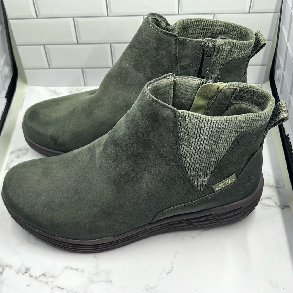 Ryka Olive Green Suede Ankle Boots